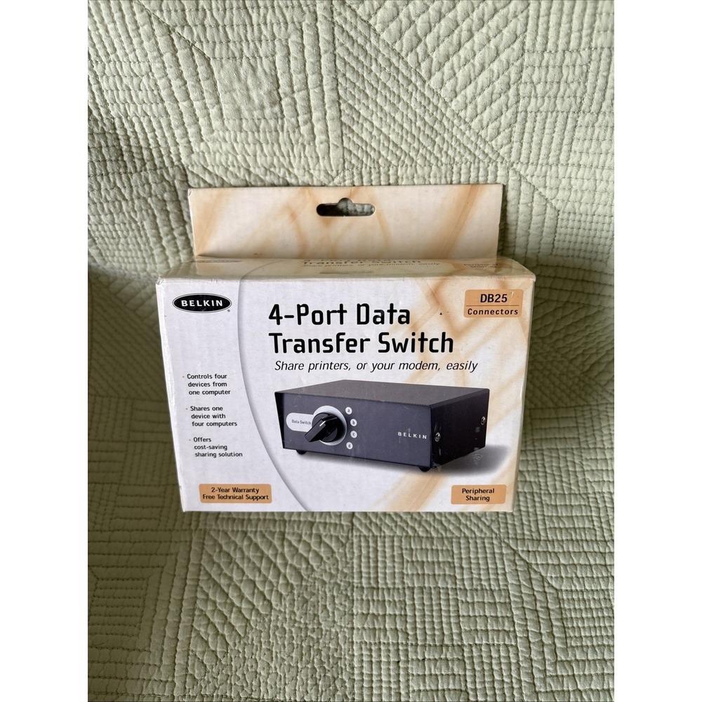 New Belkin 4-Port Data Transfer data Switch P57143 | DB25 Connectors Sharing